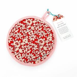 Margot Elena Happy Home Quilted Pot Holder Oven Mitt Harvest Garden Floral Print